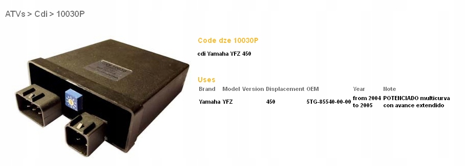 Dze Modul Zapaľovania CDI Yamaha YFZ450 04-05 Racing Multimapa
