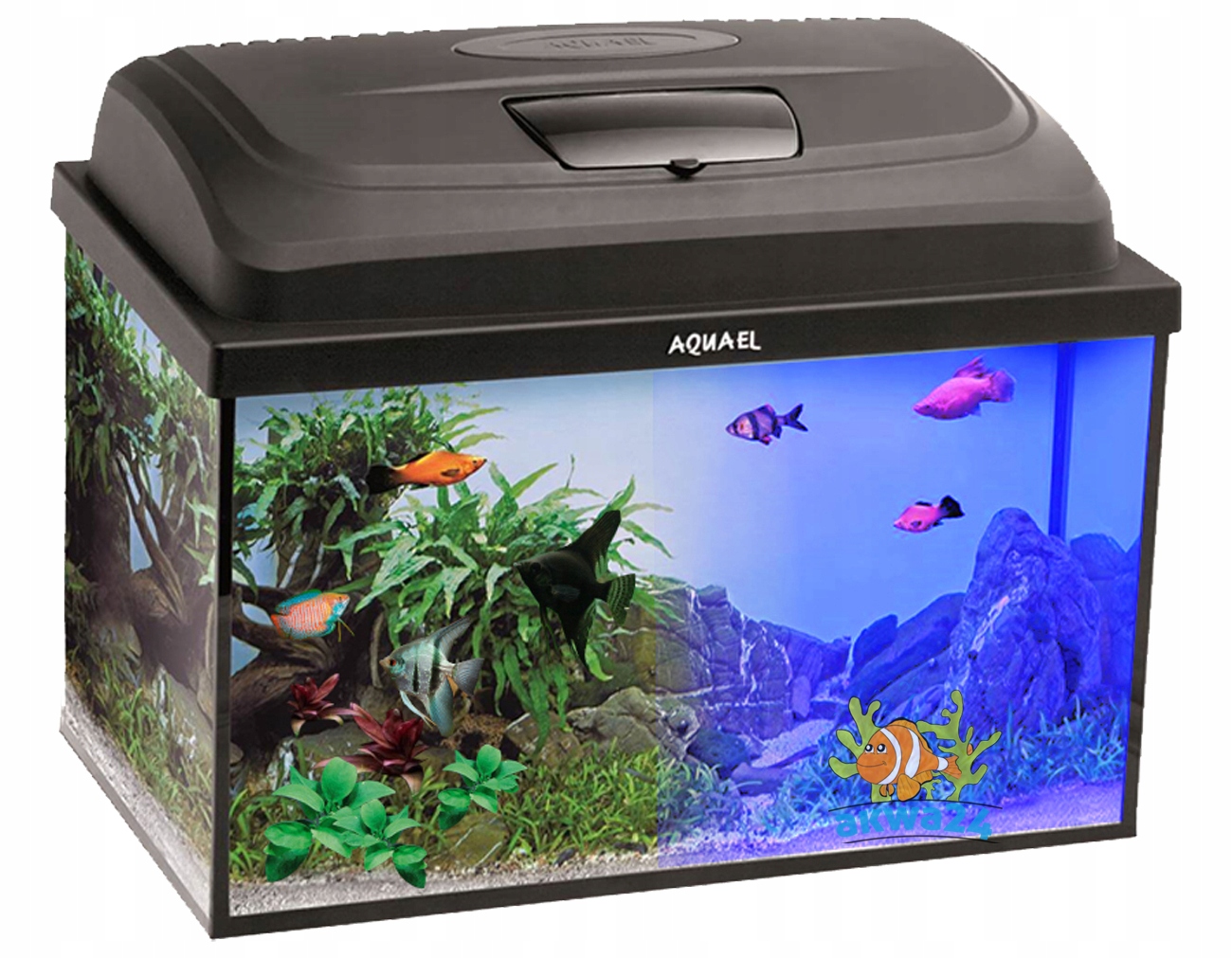 

Akwarium 30L Led DZIEŃ/NOC+Korzeń+13 gratisów