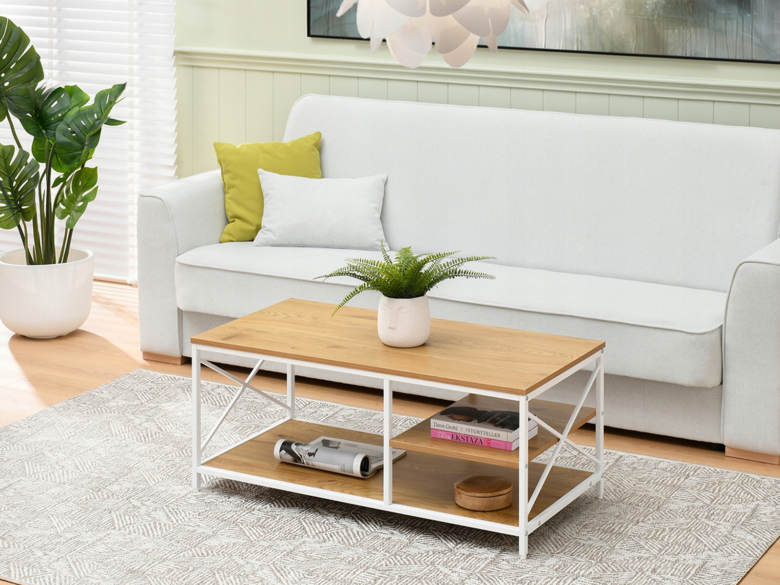 Stolik kawowy Mebel-Partner prostokątny 100 x 50 x 43cm biały