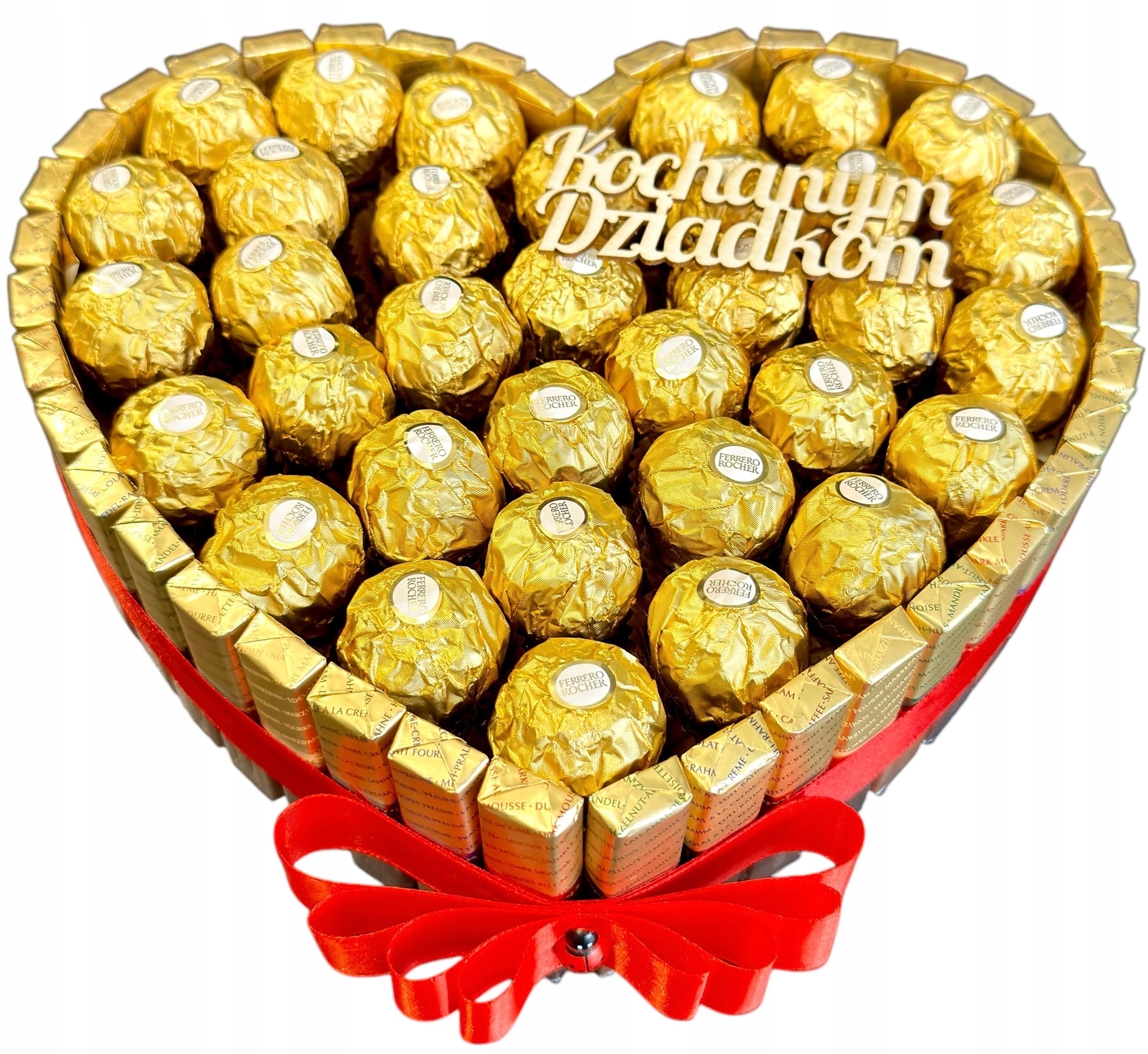 Tort Serce z Merci i Ferrero Kochanym Dziadkom na Dzień Babci i Dziadka