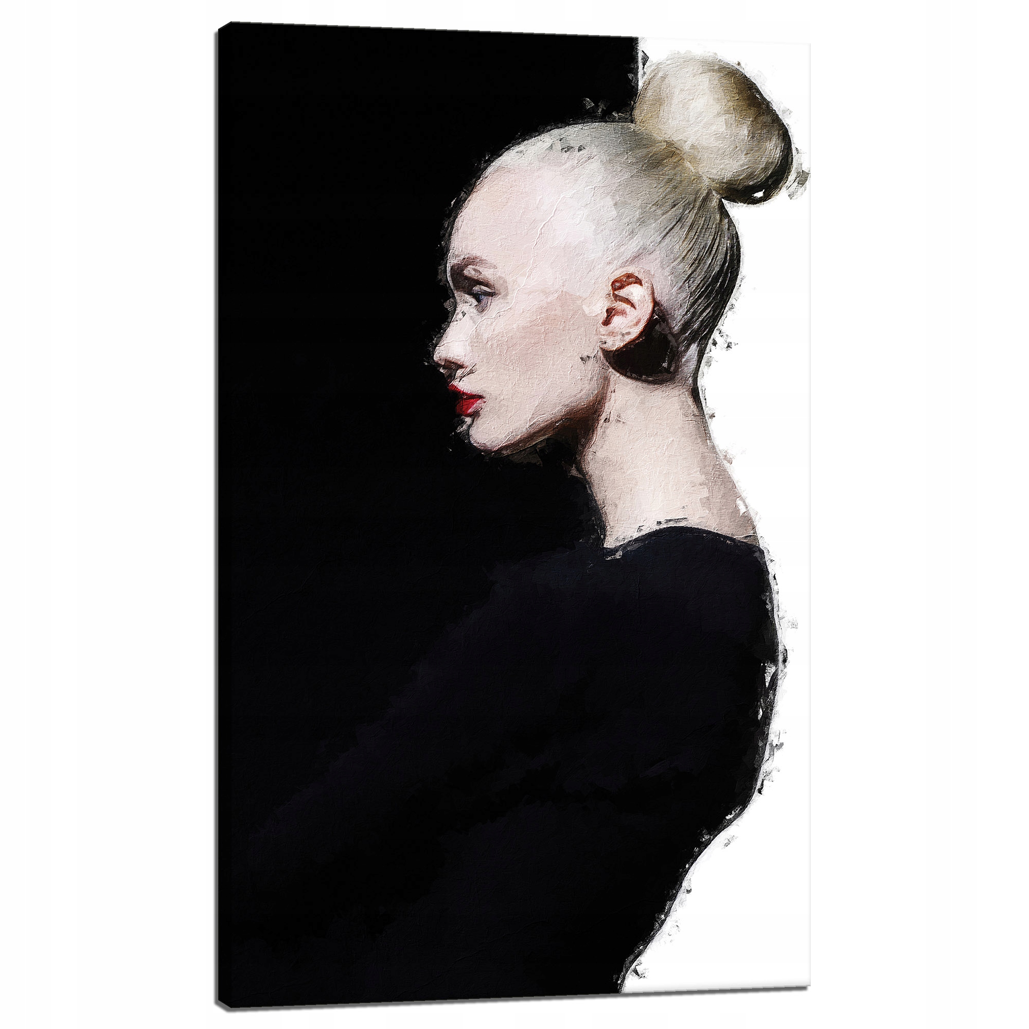 Obraz na plátně Černá a bílá Žena Vlasy Drdol 60x100 cm