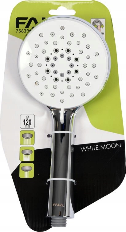 SŁUCHAWKA PRYSZNICOWA CHROM 3 FUNKCJE 120 mm FALA Linia White Moon