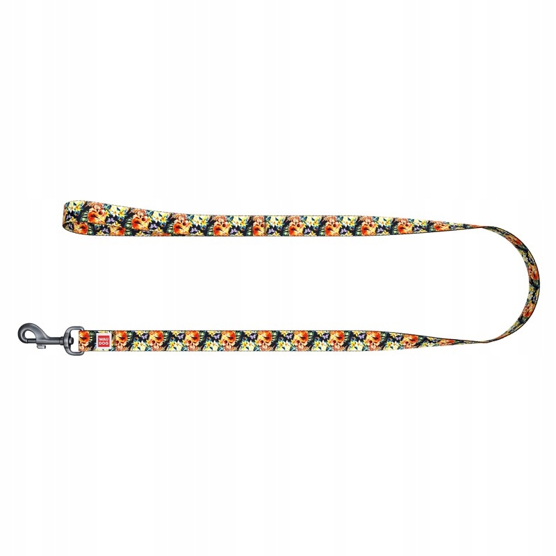 Levně Waudog vodítko nylonová pro psa Skull L 122x2,5cm