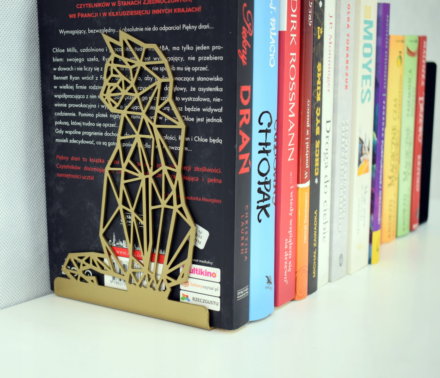 Podpórka do książek KOT Geometryczny Metal Złoty Marka FutuStal