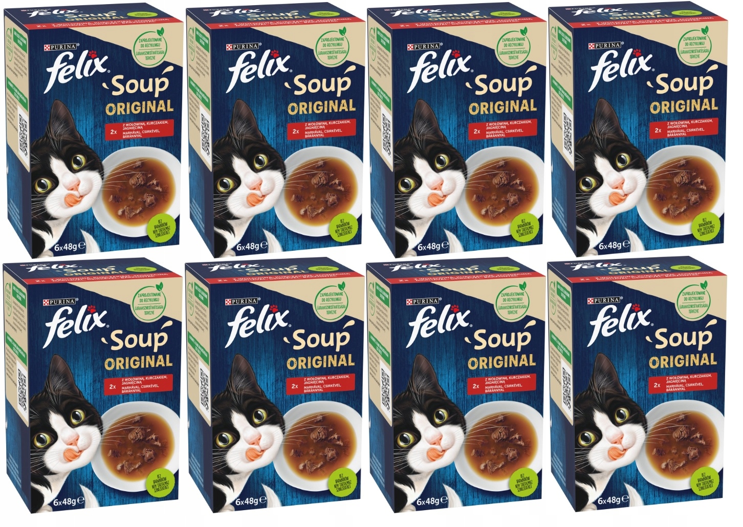 Levně Mokré krmivo pro kočky Felix Soup Original Venkovské příchutě 6x48 g