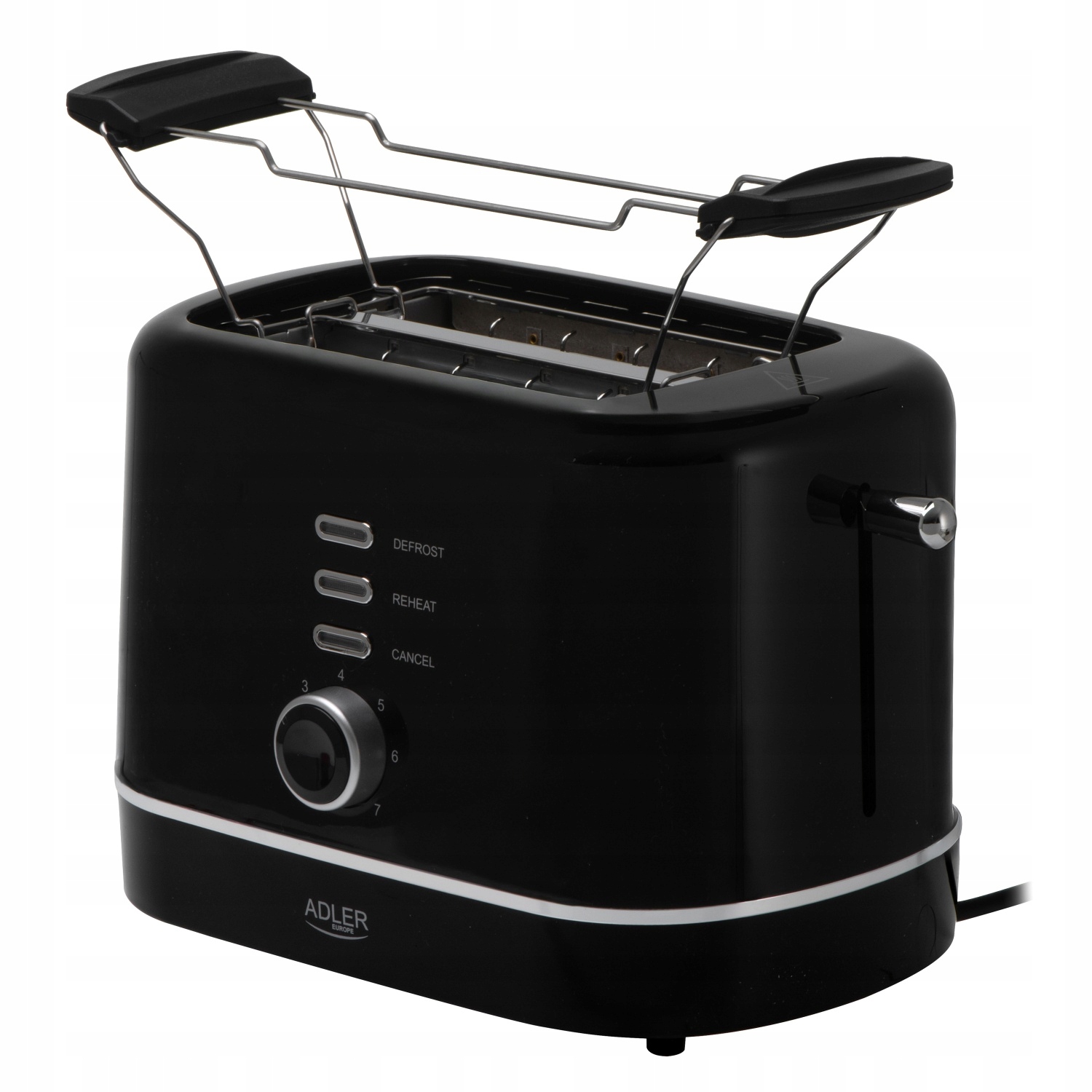 Toster Czarny Adler 850W 7 Poziomów Opiekania Rozmrażanie Ruszt do Bułek