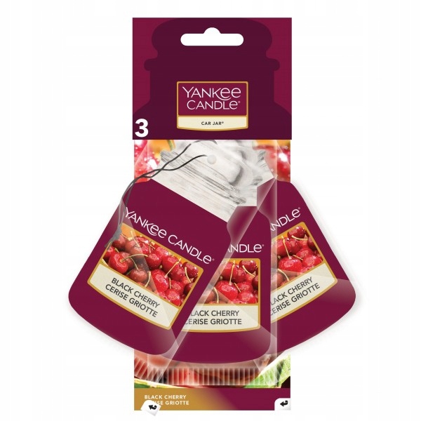 Yankee Candle Black Cherry bounus pack 3 sztuki zapach samochodowy car jar