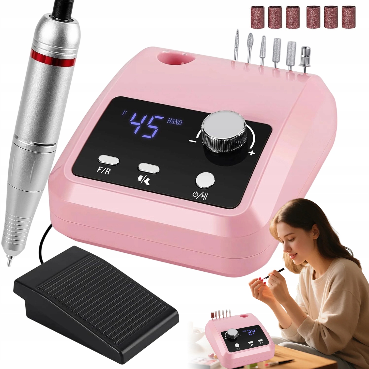 Bruska Manikúra Pedikúra Profesionální Sada 45000RPM