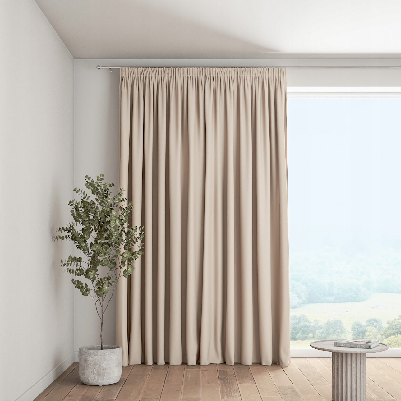 Záves na vlnitej páske 1 ks 140x260 cm béžový