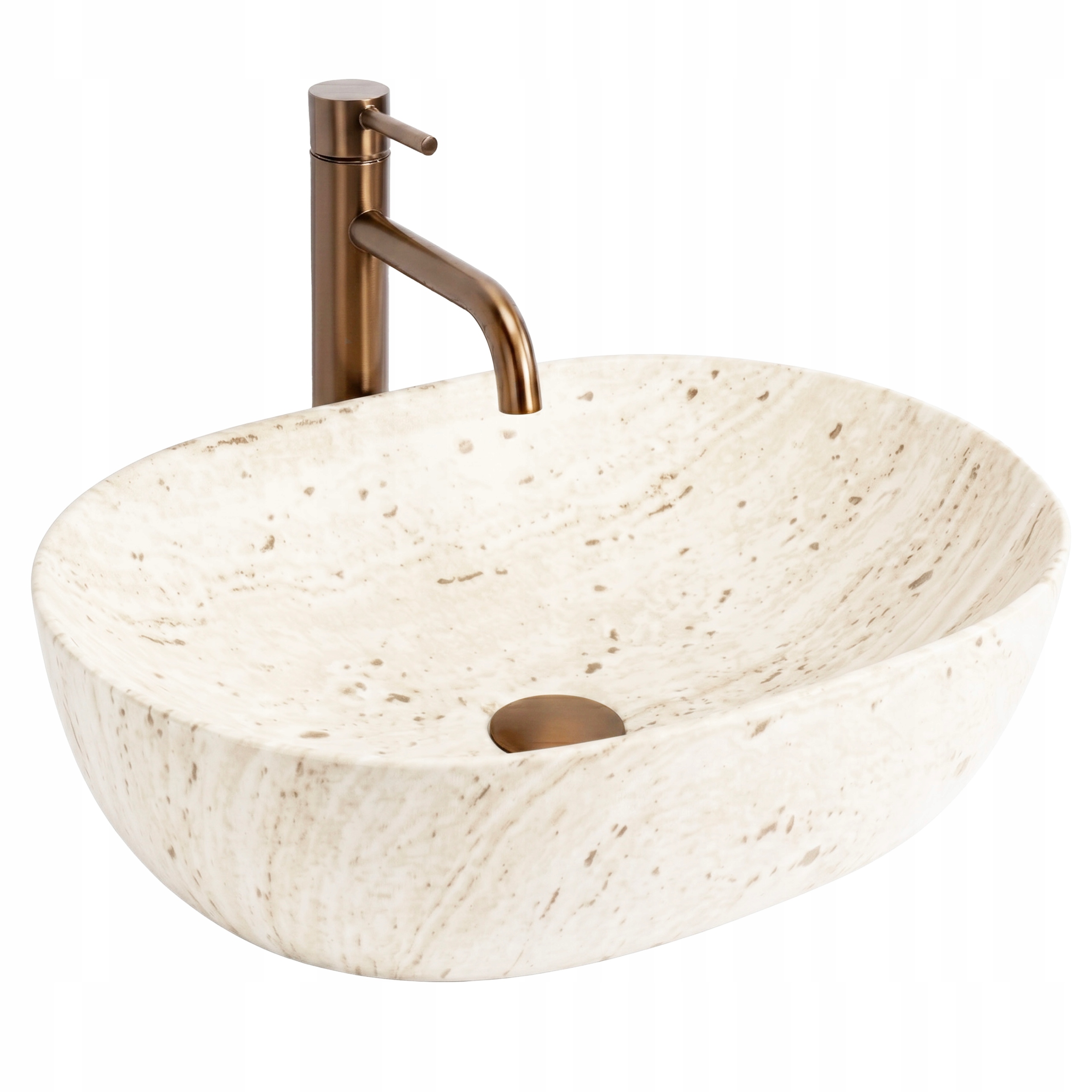 Umývadlo Na Dosku Rea Amelia 48 cm Travertine Classic Oválna Béžová