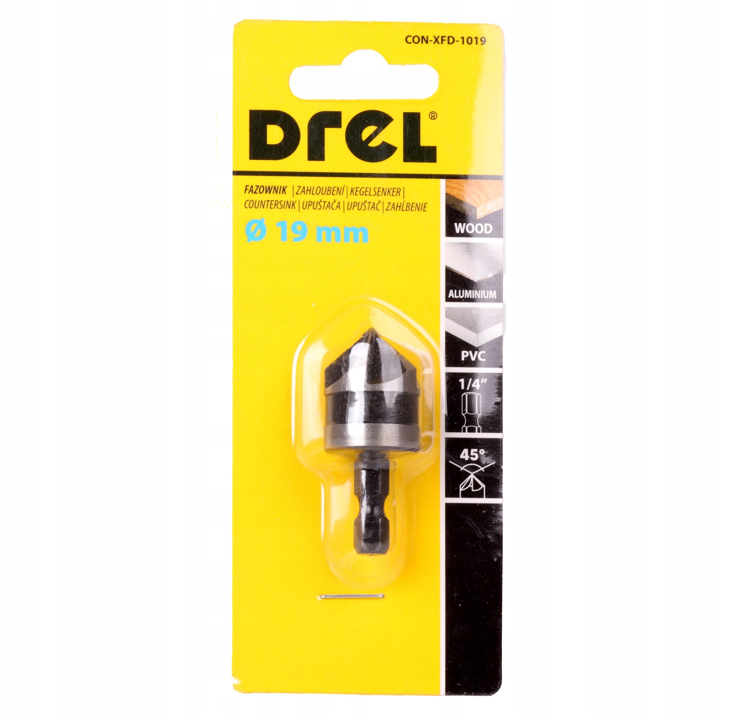 POGŁĘBIACZ FAZOWNIK 19 mm WIERTŁO DO DREWNA METALU Stan opakowania oryginalne
