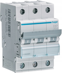 

Hager wyłącznik instalacyjny 3P C 16A MCN316E