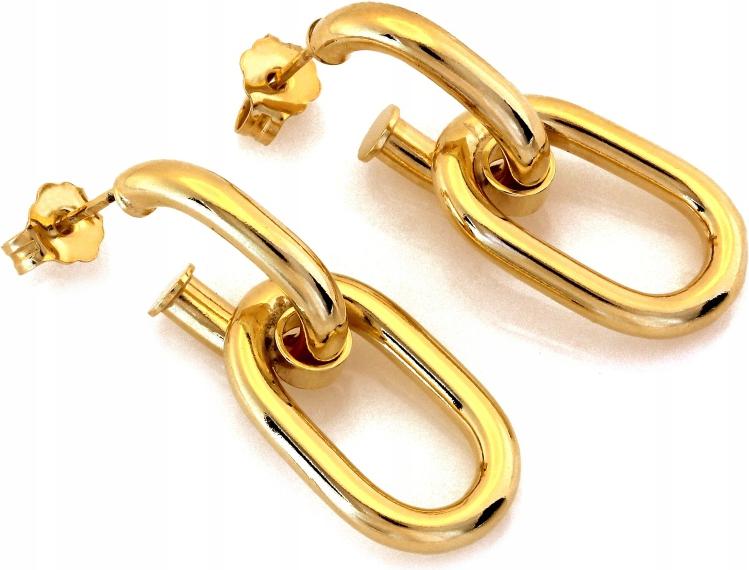 Stříbrné náušnice pozlacené 925, pevné na tyči, visící ze dvou obručí