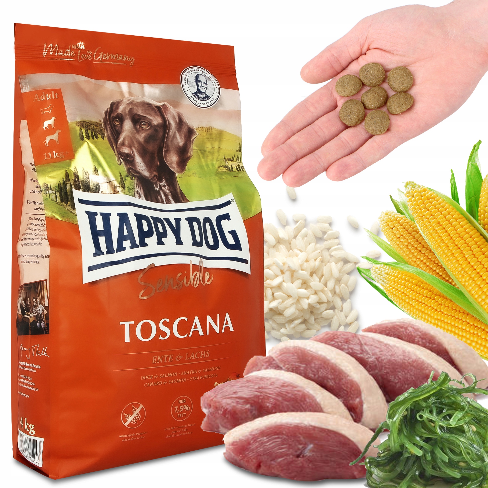 Levně Suché Krmivo Pro Psa 4kg Krmivo Plnohodnotné Kachna Losos Střední Velká R Eh