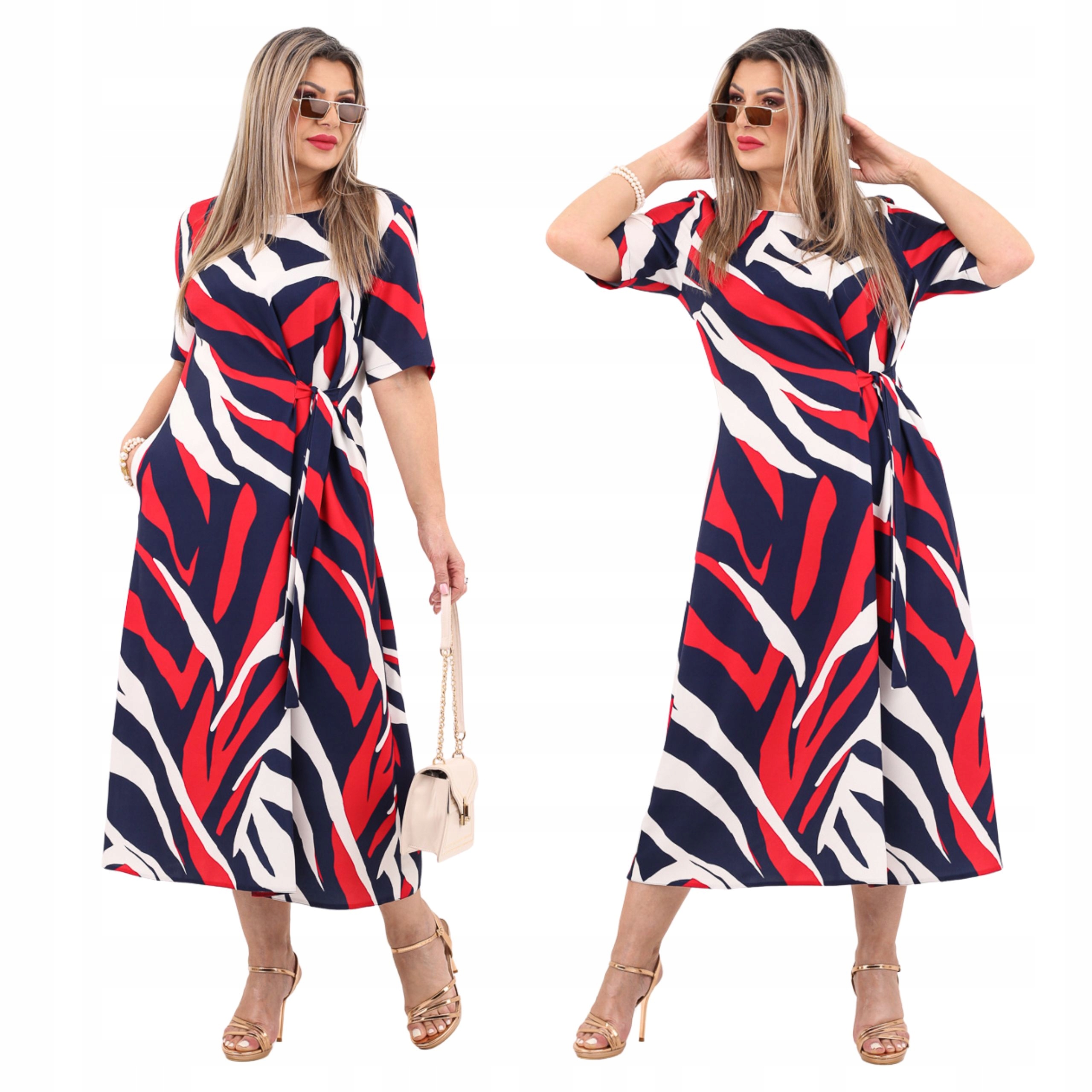 Sukienka długa zwiewna duże rozmiary Polski Producent weselna z kieszeniami