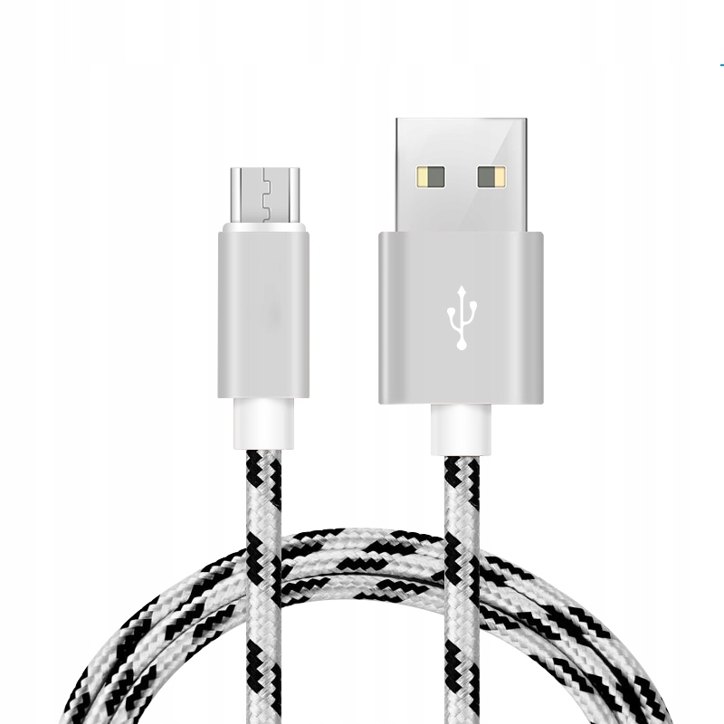 

Kabel micro Usb 1m dane quickcharge srebrny nylon