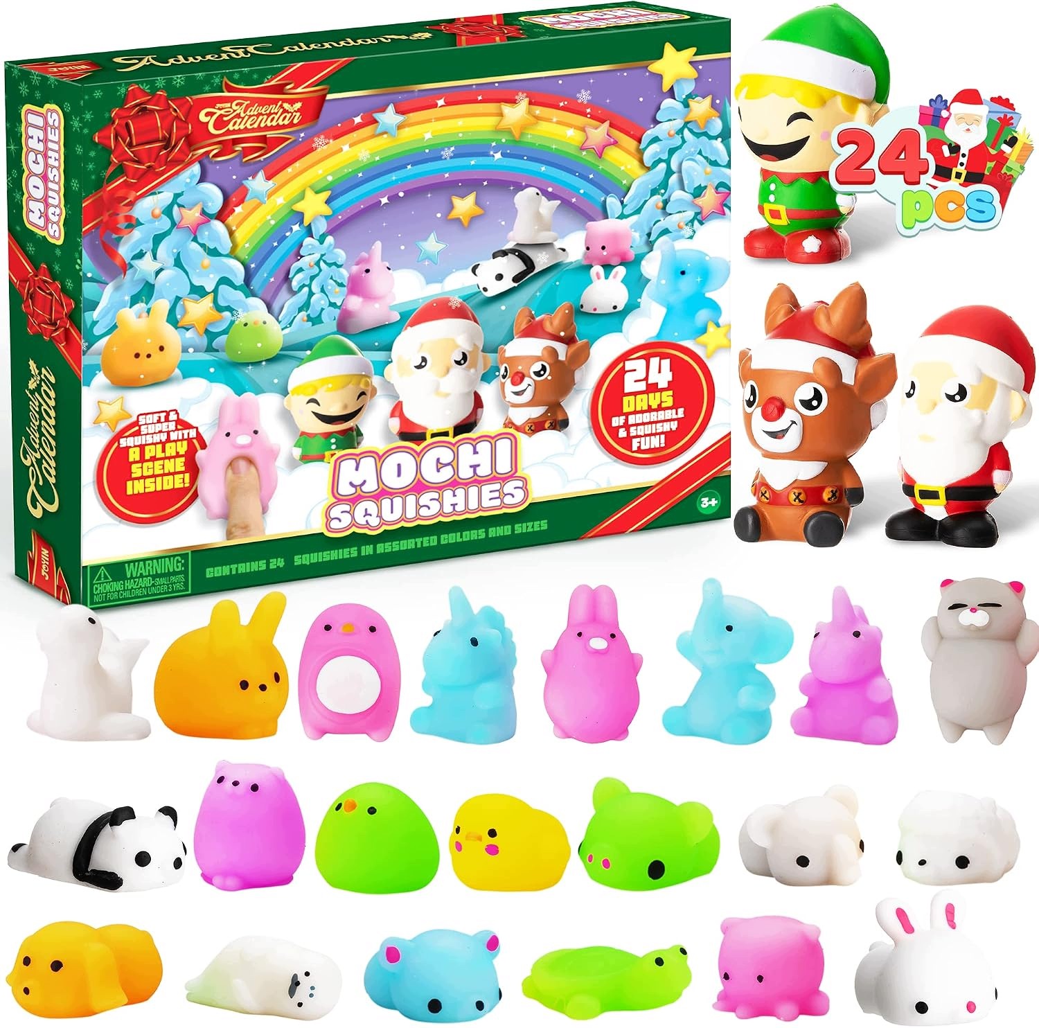 Joyin Kalendarz adwentowy 2022 Mochi Squishy 24 dni 21 zwierzaków 3 gnioce
