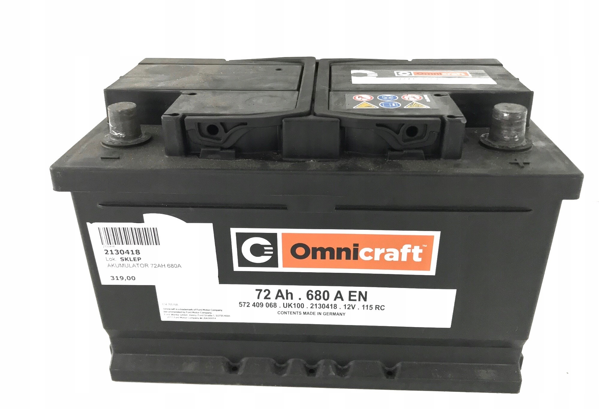 2130418 BATTERY 72AH 680A 12V FORD OMNICRAFT 2130418