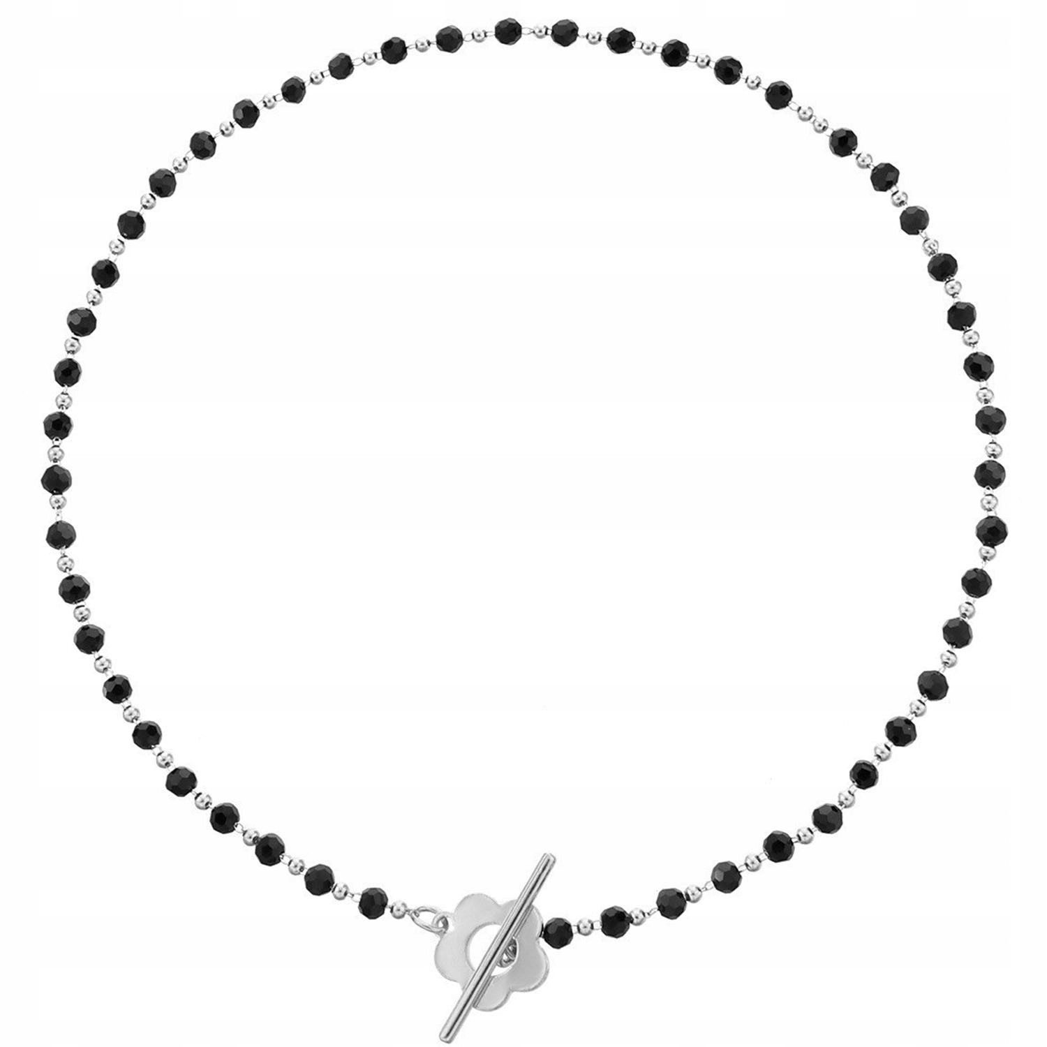 

Czarny Choker Koraliki Naszyjnik Boho srebrny