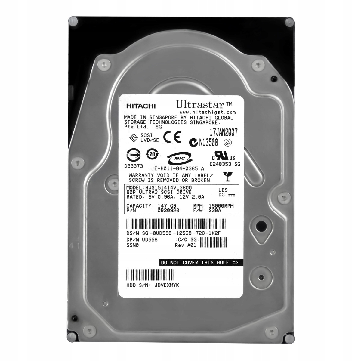 Dell 0UD558 147GB 15K 16MB Scsi U320 3.5'' HUS151414VL3800