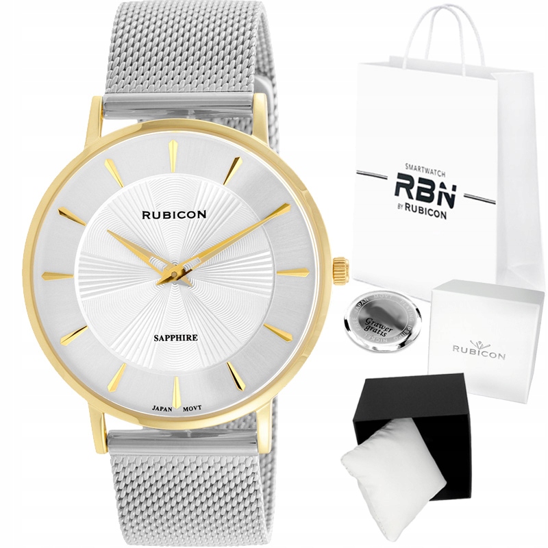 Dámské hodinky Rubicon Ariela dvoubarevné síťovina Gravírování Box