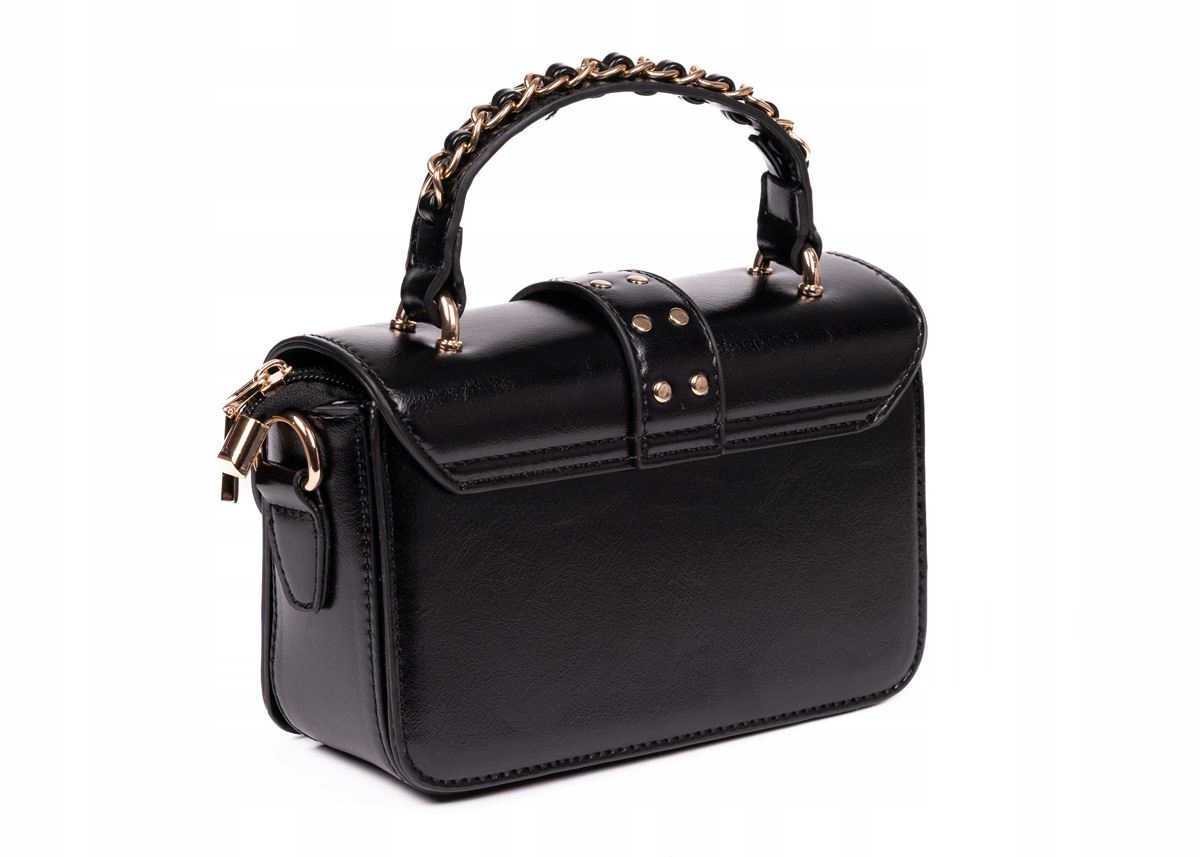 CZARNA TOREBKA DAMSKA KUFEREK Z DŻETAMI MATOWA Cechy dodatkowe dżety