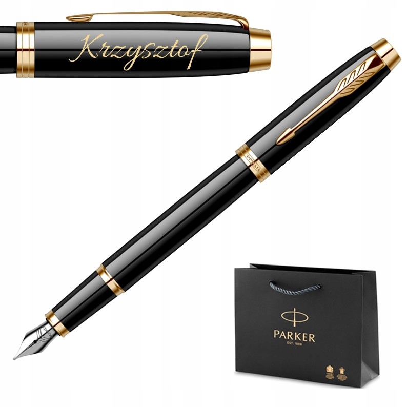 PIÓRO WIECZNE PARKER IM CZARNE ZE ZŁOCENIAMI GRAWER PREZENT DLA NAUCZYCIELA Kolor atramentu niebieski