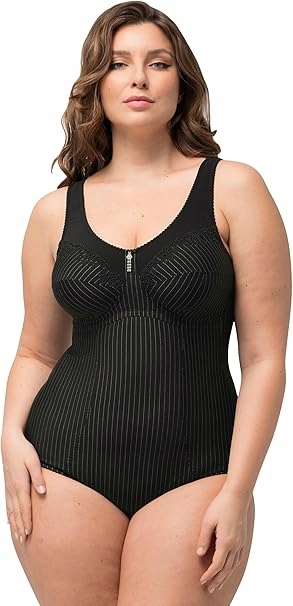 Ulla Popken Plus Size Černé Pruhované Zeštíhlující Body 90C 6BA