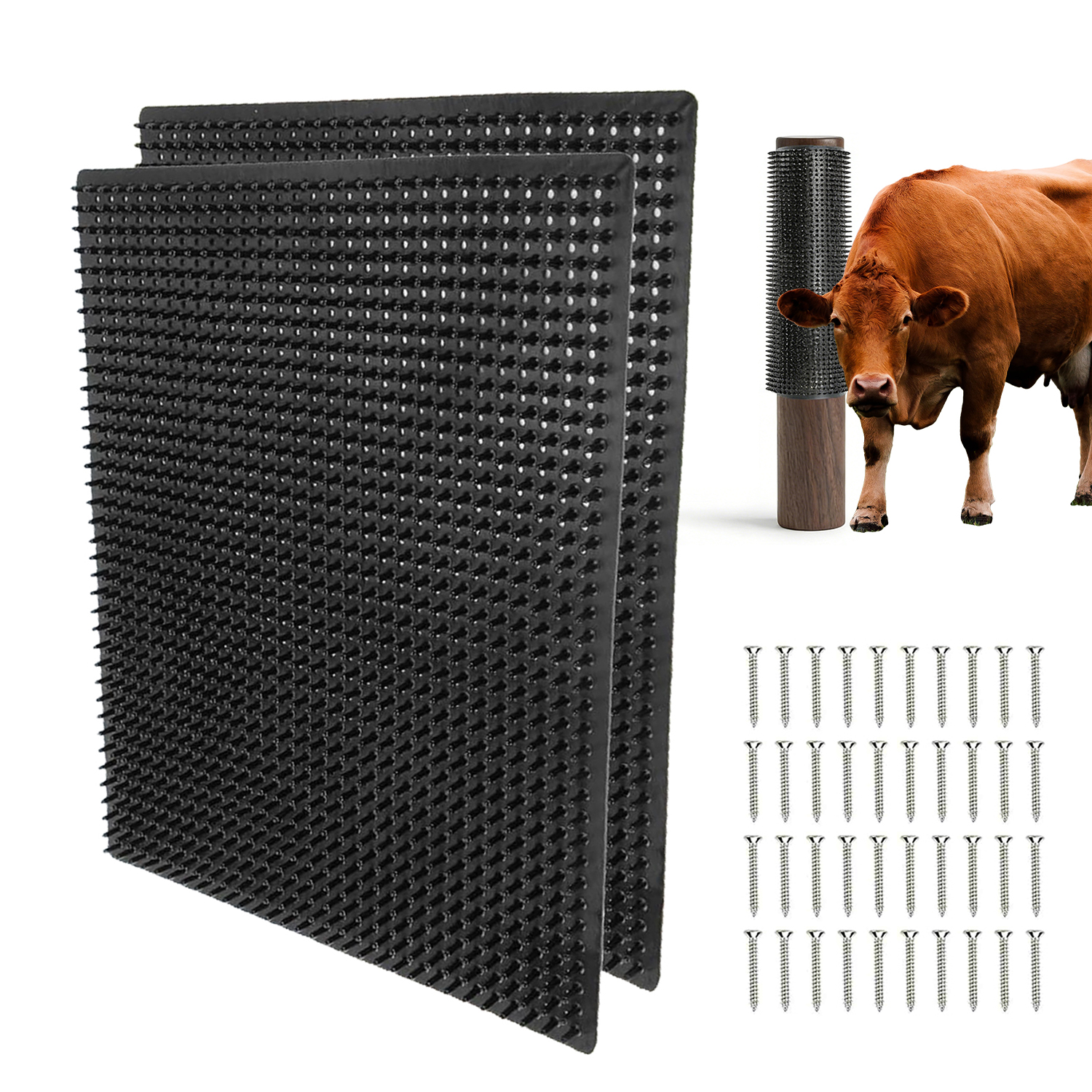 Škrabací Podložka Pro Dobytek A Koně Gumová, 55X50 CM, 2 Kusy, Černá