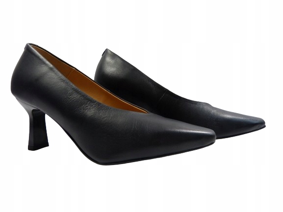 černé klasické hluboké lodičky špendlík kožené skleničky lic Karino 39