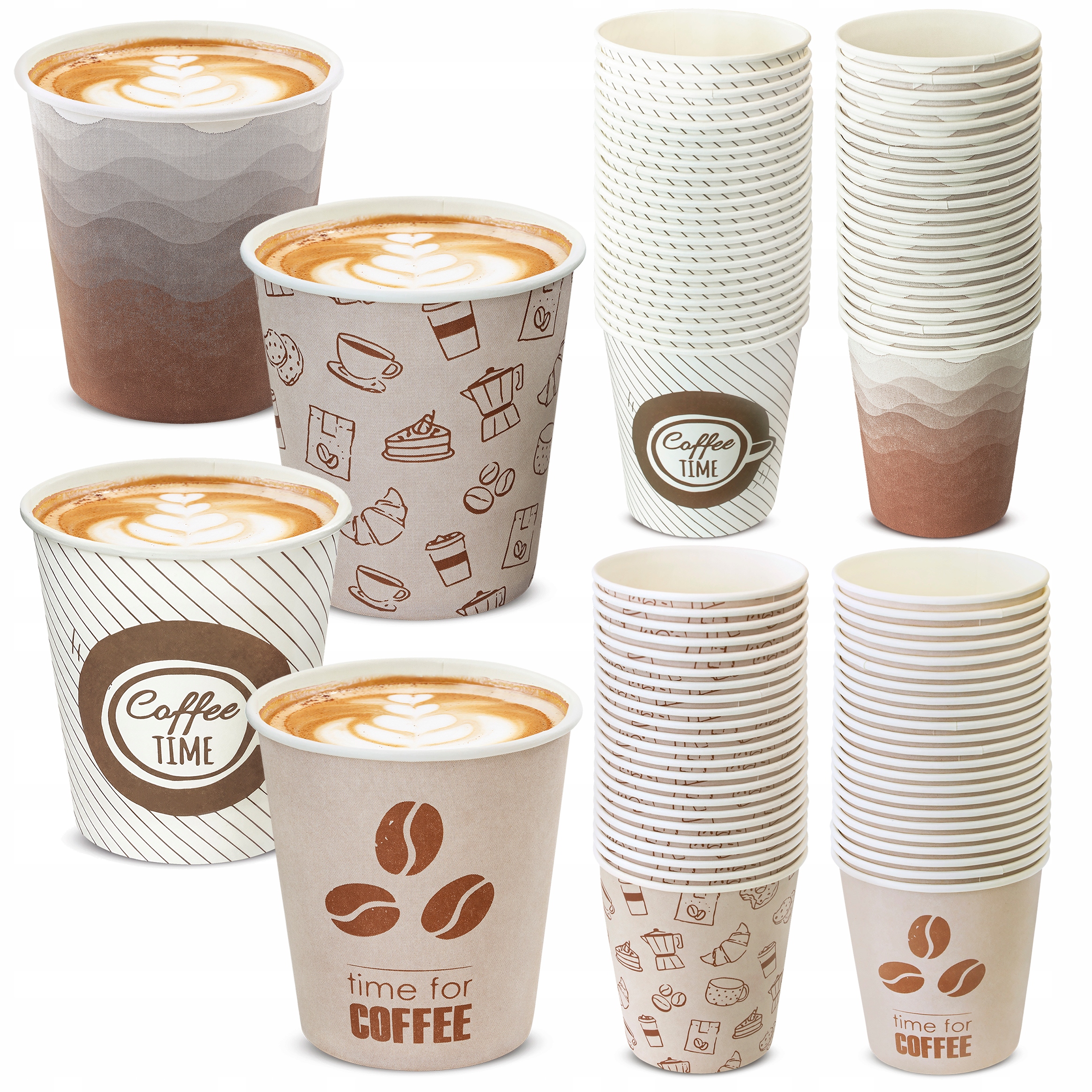 x100 KUBKI PAPIEROWE do KAWY HERBATY 4 wzory