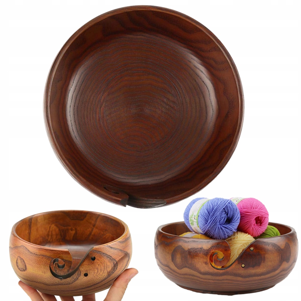 Dřevěná Miska Na Přízi Wooden Yarnbowl Craft dárek Červenohnědá