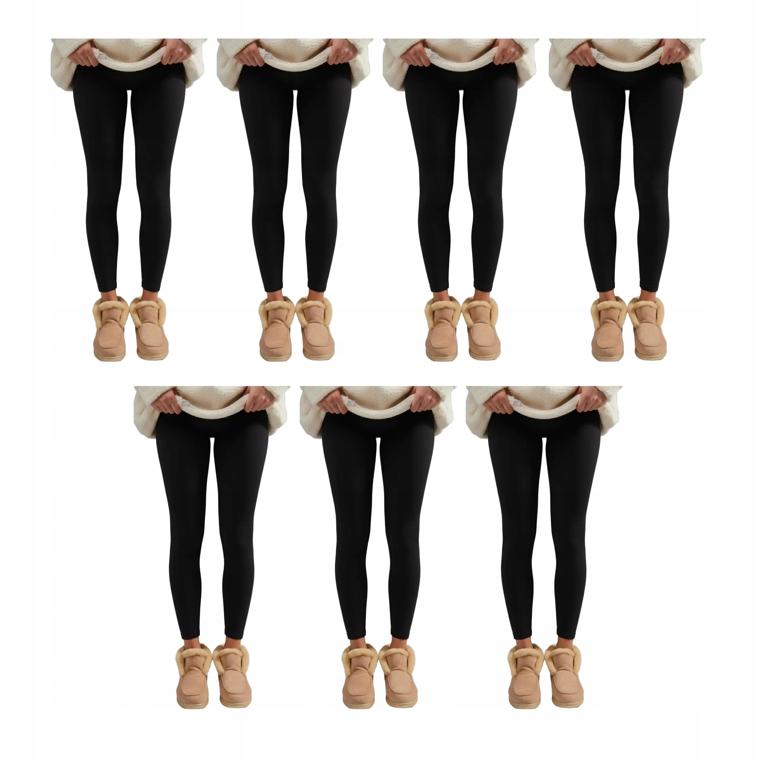 7 párů Dámské legíny 250 den zateplené fleecem 663 Fleece 7x Černá L/XL