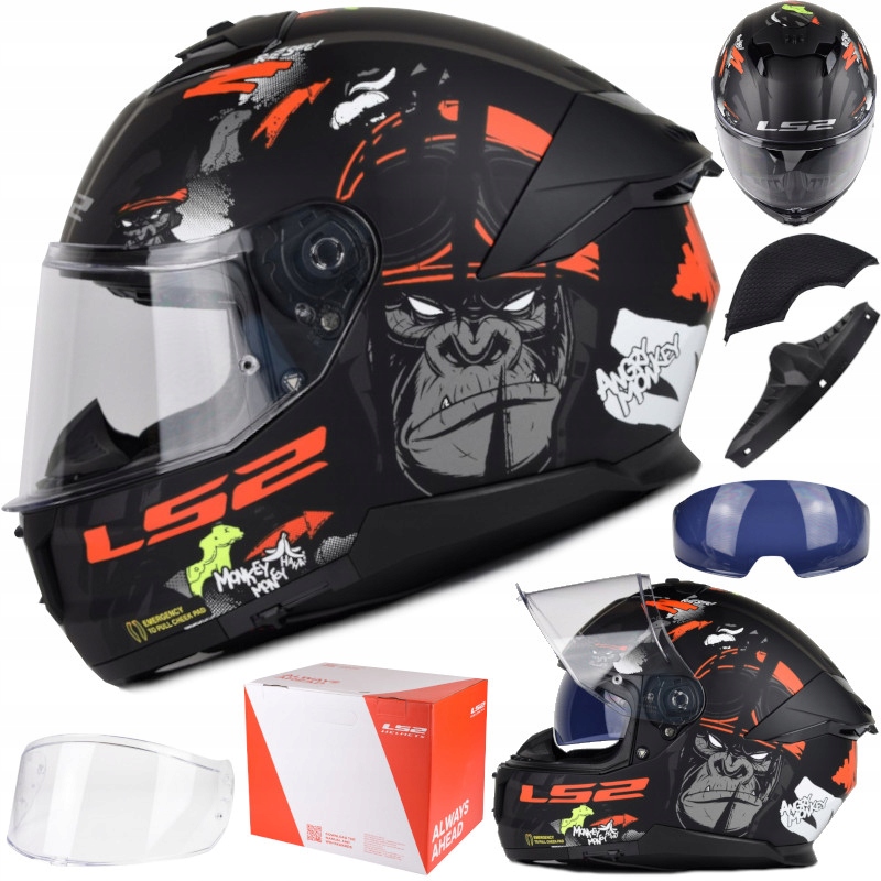 Kask motocyklowy LS2 FF808 Stream II Angry Monkey B.Red M