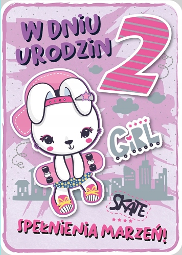 

Kartka na 2 urodziny dla dziewczynki wesoła GM684