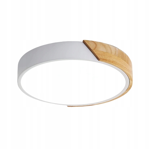 Lampa Sufitowa Led Plafon Okrągłe Drewno Nowoczesny 24W 6000K