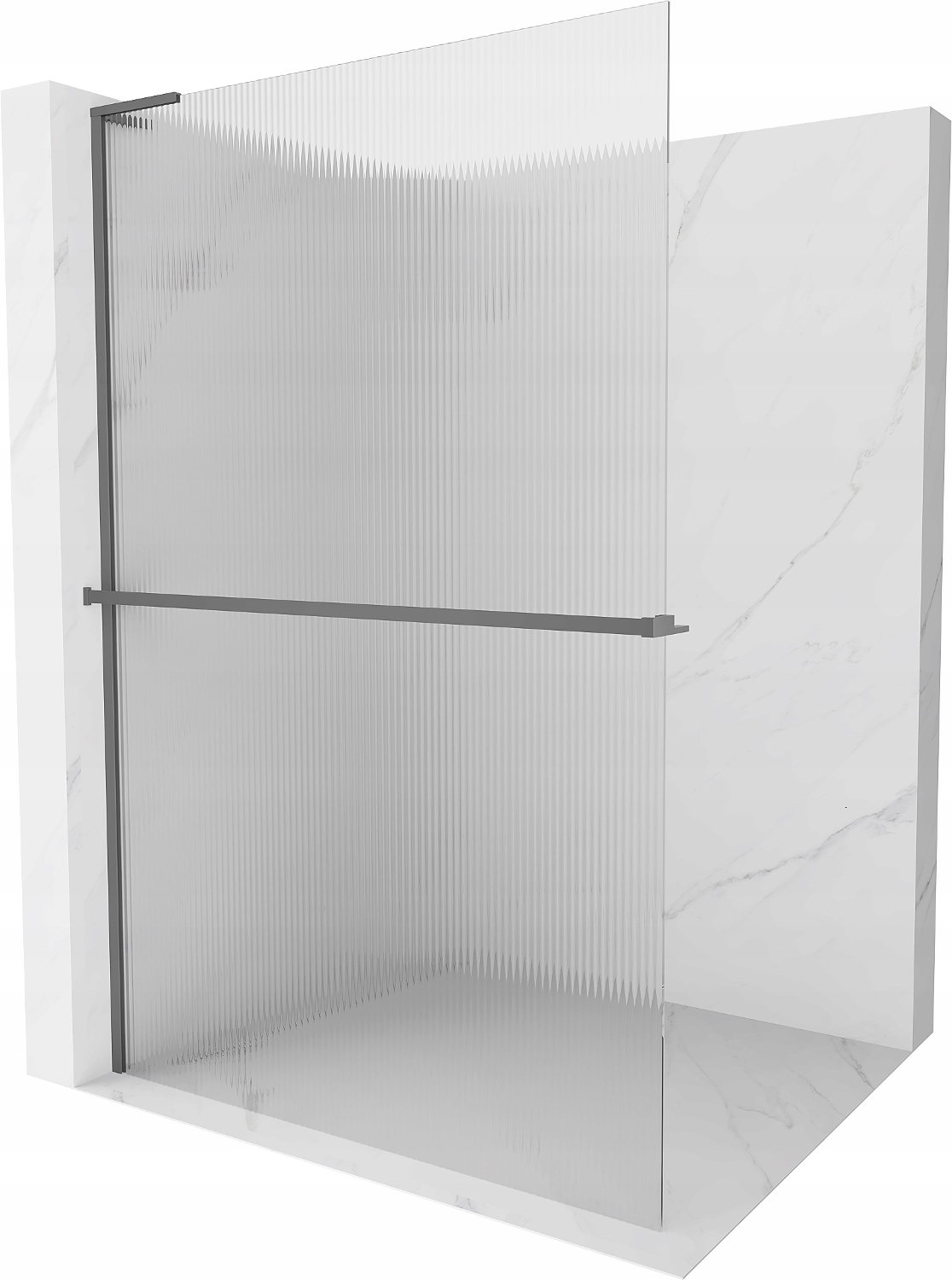 Mexen Kioto+ L sprchová stěna Walk-in 100x200 cm, proužky, gun metal