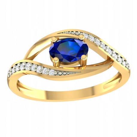 

Złoty Pierścionek Zaręczynowy Z Szafirem Próba 585