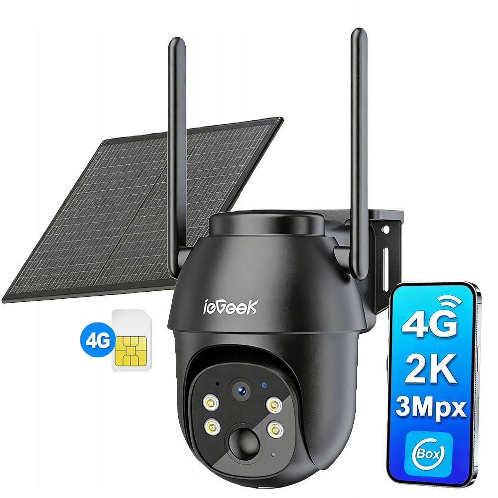 Venkovní 2K Hd kamera se solárním panelem 3MP Sim karta 4G Lte 4xZoom