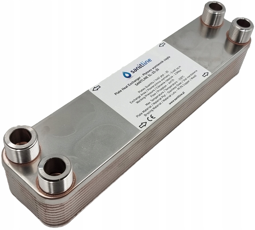 Výmenník Tepla Sanitline 20 Doskový Výkon 25 kW 4x 3/4" Pripojenie Co Cwu