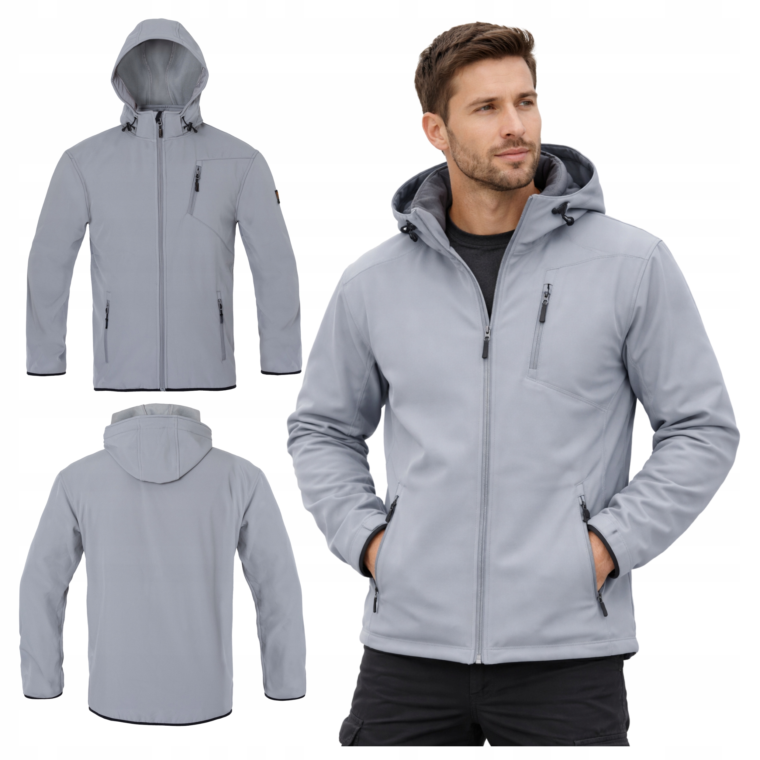 Pánská SOFTSHELLová přechodová pracovní bunda větrovka voděodolná s kapucí