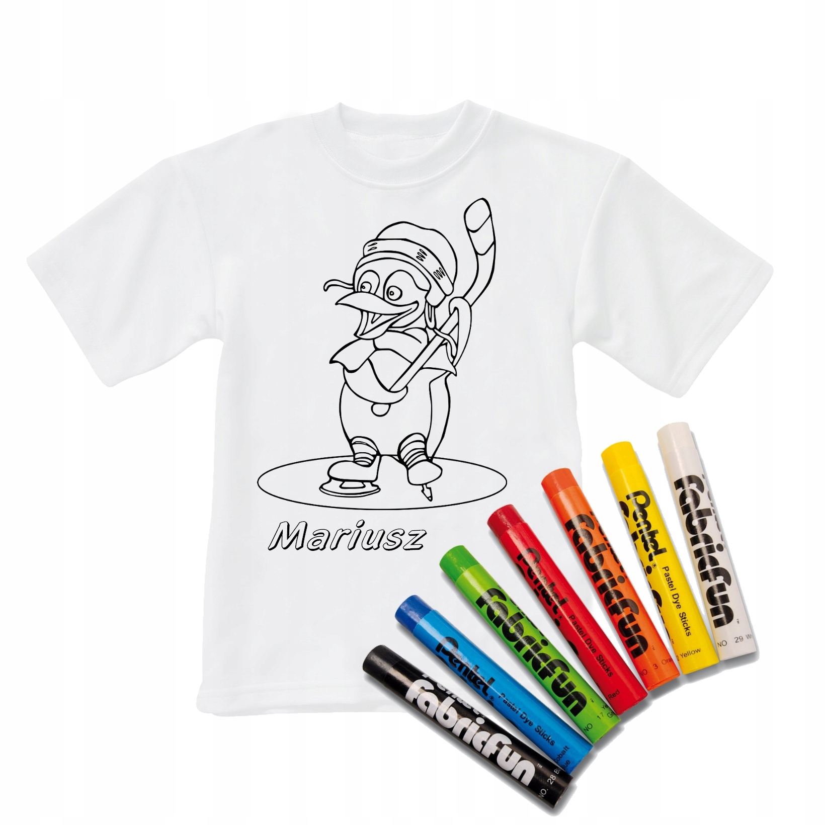 

Koszulka 134-140 do kolorowania+pastele Pingwin 06