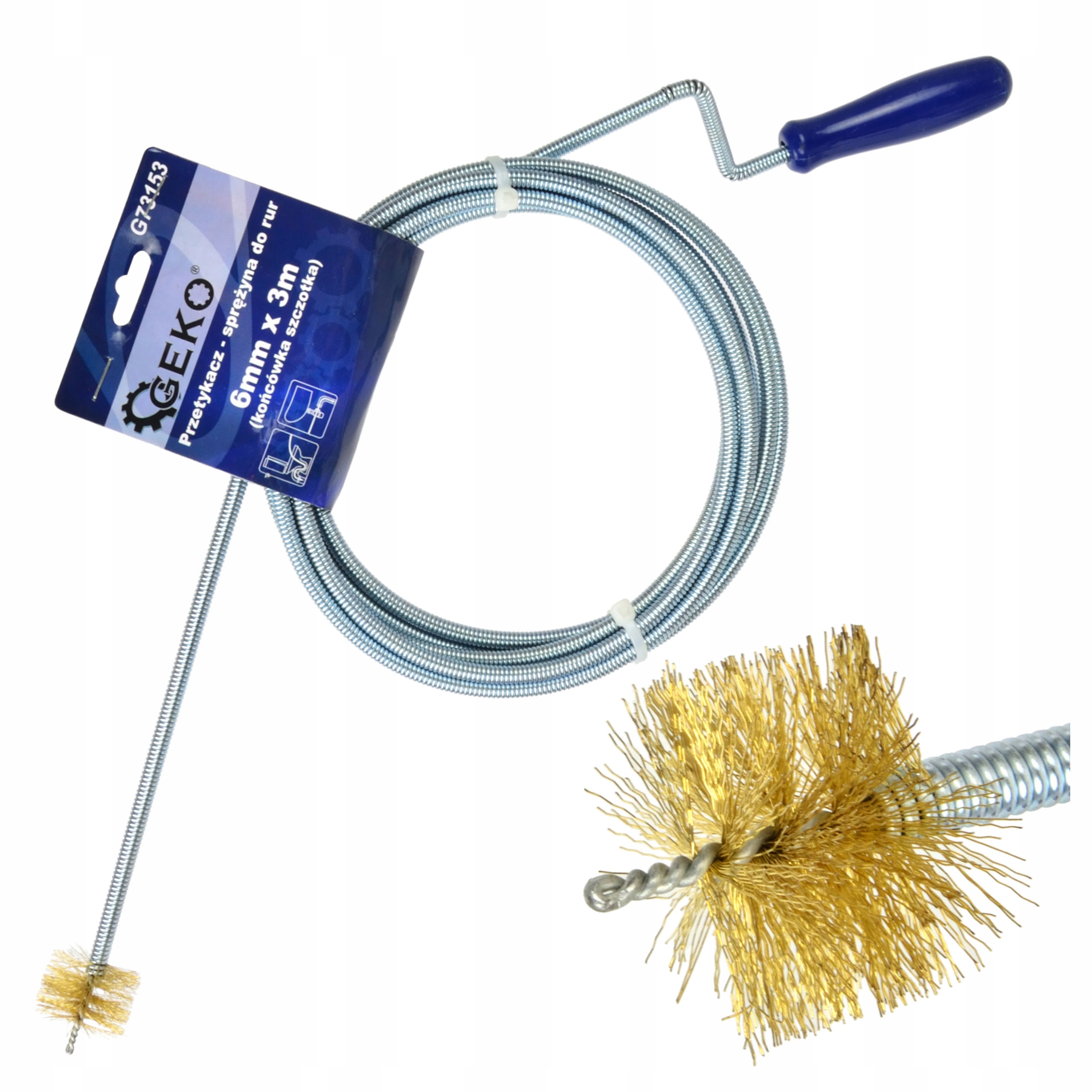 PRZETYKACZ DO RUR 3M 6MM SPIRALA KANALIZACYJNA ZE SZCZOTKĄ UDRAŻNIACZ