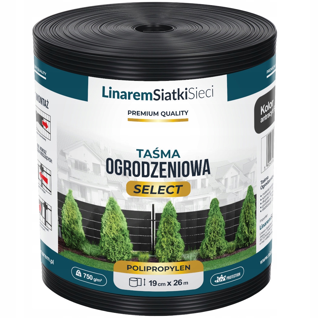 Taśma Ogrodzeniowa Premium 1,2mm Polipropylen 19x26m Na Ogrodzenie Grafit