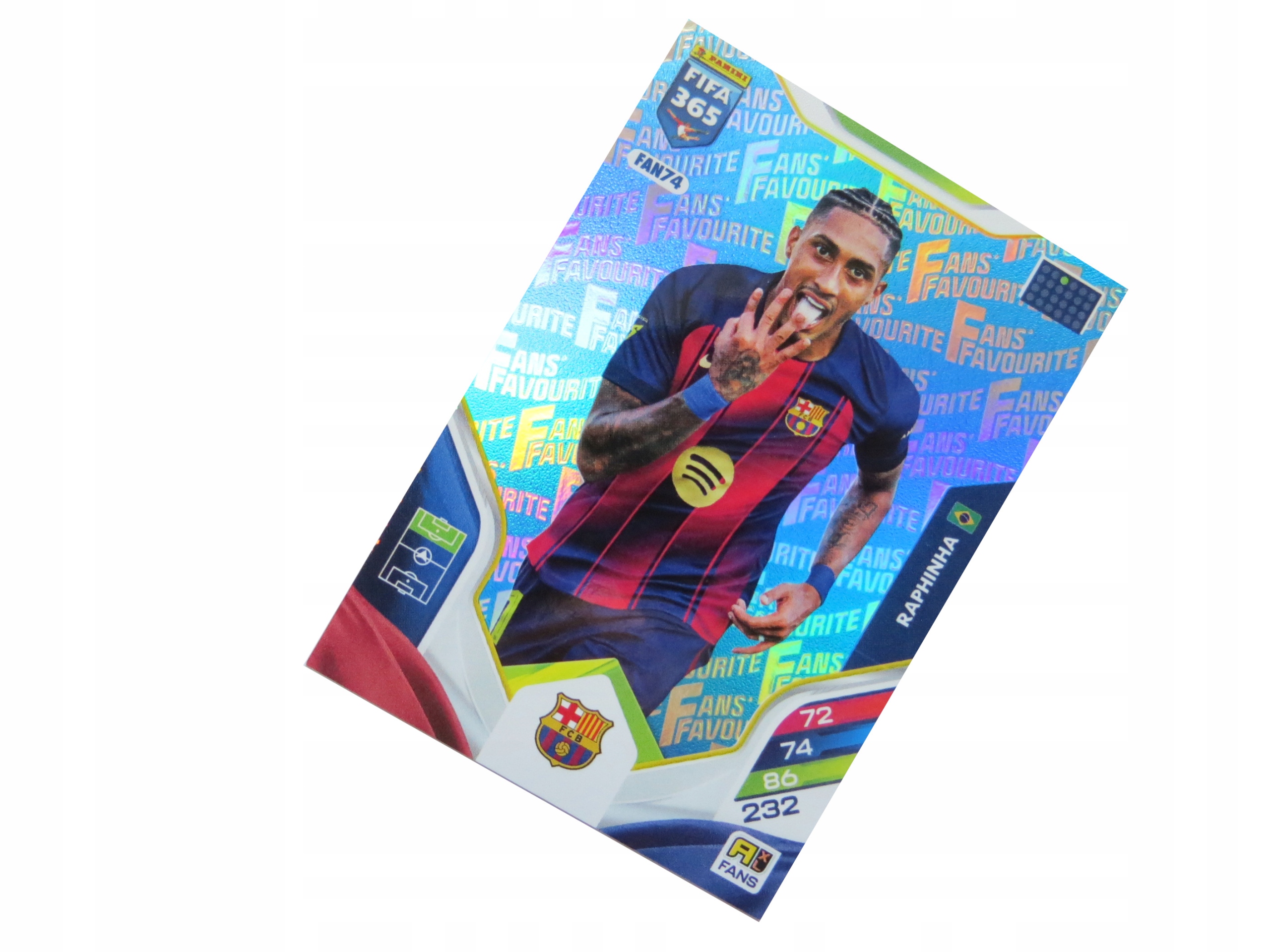Panini Fifa 365 2026 Karta Fans Favourite Raphinha Barcelona FAN74 Blue