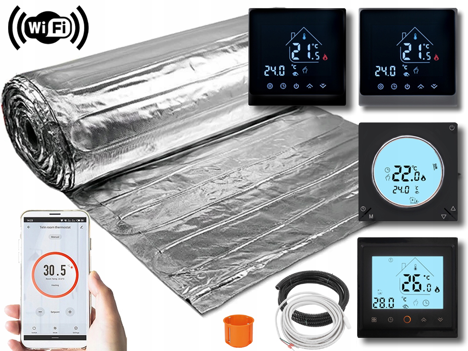 Vykurovacia rohož pod panely 3,5 m2 150 W/m2 Sada regulátor Warmo Wifi