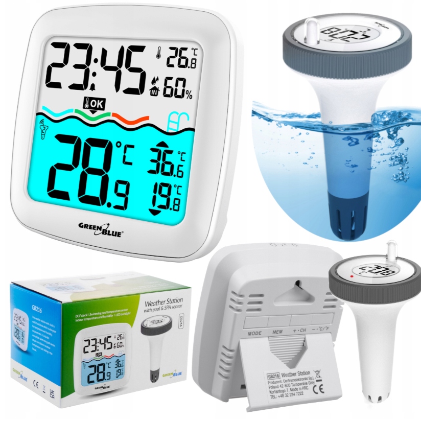 Termometr do bazénu Bezdrátový Digitální Led plovoucí s meteorologickou stanicí