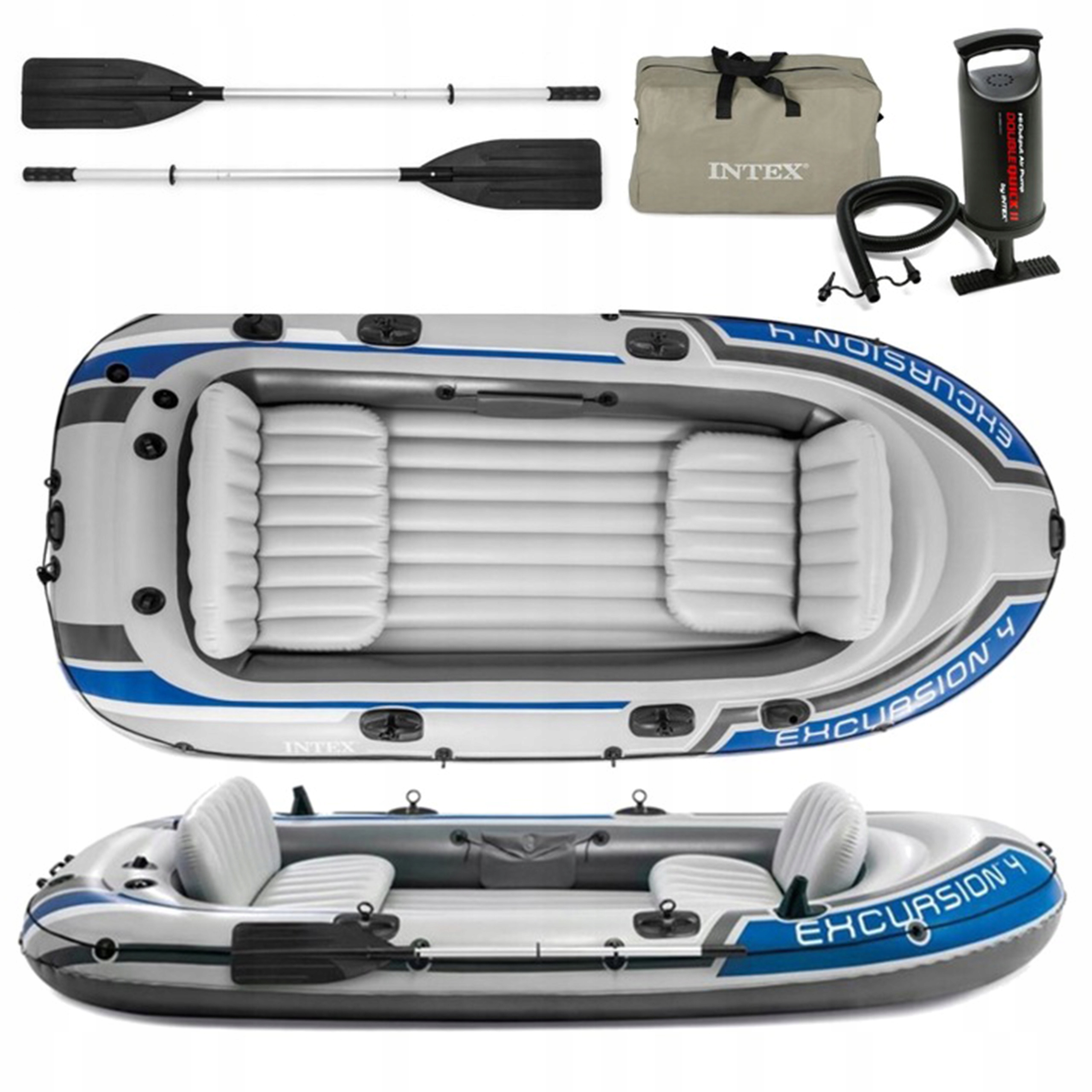 PONTON 4 OSOBOWY WĘDKARSKI INTEX WYGODNY DMUCHANY POMPKA + 2 WIOSŁA GRATIS Wiosła rozkładane