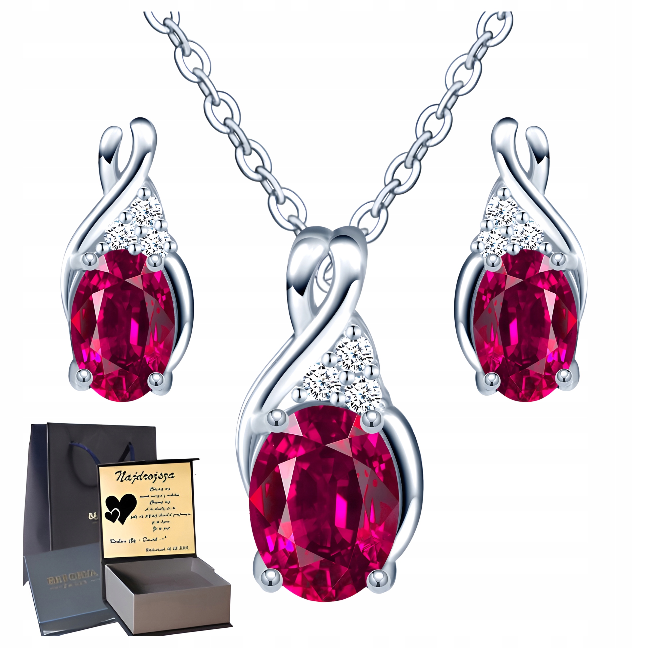 Sada šperků Stříbro 925 Sada Náušnice a náhrdelník pro ženy Gravírování