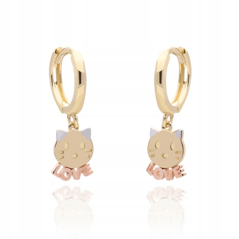 Złote Kolczyki Kotki 14K/585 90051266 Moz